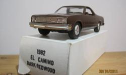 1982 Chevy El Camino Plastic Promo - 1/24 scale, excellent condition, Dark Redwood Color.