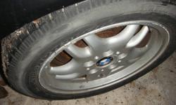 92-98 BMW 3 SERIES  E36. RIMS---16 INCH. OEM---MINT----
SET OF 1 rims . and 1 tires.  winter tires. tire   70% and  flat.
 
rim is  mint. no damage. balanced and ready to go.
80 firm.