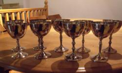 $200 OBO. 9 Viking Plate Silver Goblets in excellent condition.
Markings: Viking Plate, Made in Canada, E. P. Brass, Lead Mounts