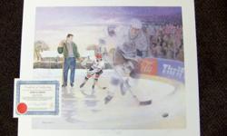 This is a Celebrity Edition print of James Lumbers' "A Boy and His Dream" depicting Wayne and Walter Gretzky in perfect condition.  It is number 162/999 and is autographed by Wayne.  The certificate of authenticity is signed by Walter.  You rarely find