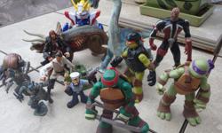This is one of many toy lots I have up, so if you're into action figures and LEGO, check them all out!
Turtles! G.I. Joe! Dinosaurs!!!
I have a random assortment of figures, the best of which are the 3 Ninja Turtles and 2 "electronic roar" Jurassic Park