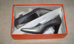 I bought Aerosoles (pewter silver colour, 2" heels, size 6.5) for $100. (price tag on box). Wore them only once for a Christmas dinner cruise. They're yours for $55.
Text me at 604-727-4278. I work in Richmond Mon-Fri and will have them with me.