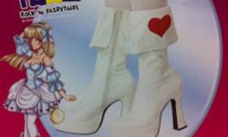 NEW
Alice In Wonderland Boots
 
There are 3 sizes available
Small 5-6
Medium 7-8
Large 9-10
$29.99 each
 
They are white and fold over with a heart on the side.
 
Fashion Boots
These are only available in size Large 9-10
$29.99
 
Check my other listings,
