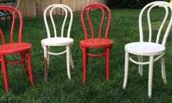These 4 old chairs are in need of some serious tlc but I have run out of time to do it myself. Would look adorable with a fresh coat of paint. Reluctantly selling these gems.