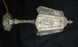 Antique Brass Boudoir Lamp (Circa 1920-30)
Original wiring
Organal Glass Panels