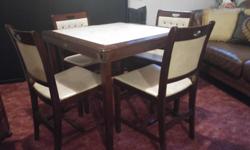 Rare 1929 set. Include 4 solid walnut chairs + table. The whole set is foldable. Measurement for table: 32 x 32 x 30 high a must see.