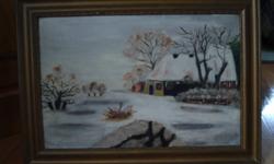 antique oil painting - winter cottage scene - signed : a. nicol - 1904 - original frame - excellent condition - asking $75 o.b.o. - call 5197560873 or e-mail-