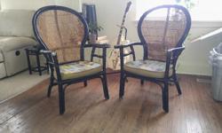 Black lacquer matching cane chairs in good condition. Selling as pair only.