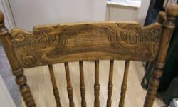 ANTIQUE ROCKING CHAIR FOR SALE
ANTIQUE ROCKING CHAIR ? used but GOOD condition.  Around 80 years old. Hand carved backrest.
$ 150.00 OBO
PHONE; 250-426-3080