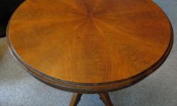Antique round Coffee Table in walnut. James A. Cole - Makers of Mastermade furniture, Ingersoll, Ontario - $150
26" in diameter and 26" height
Please call (604) 925 8868 and ask for Carol Anne