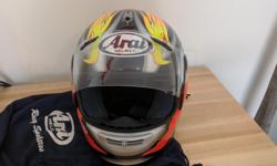 Good quality Arai Helmet, was value 1000$ when new in 2000.
Has some road rash but still in good condition.
Size M