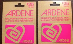 I have 2, $25.00 Gift Certificates for Ardenes.
Asking $20.00 each.