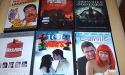 YOUR CHOICE  $ 1.00 each
DVD's For Sale :
 
Nutty Professor 2 " The Klumps"
Psycho 3
Amityville 2 : The Possession
Gaz Bar Blues
101 Ways
Camille
 
Blue-rays for sale :
 
Animal Kingdom
Anti Christ