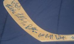 I have a authentic Toronto Maple Leaf CCM hockey stick signed by
Ken Dryden (Hall of Fame)
Wendel Clark
Rick Vaive
Kris King
Dick Duff (Hall of Fame)
Nick Kypreos
Bill Berg
Mark Osborne
 
Asking $120 or OBO, NOTE - Item comes with a Letter of