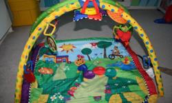 Baby Einstein play gym for tummy (or on their back) time. comes with 4 toys with links along with 4 extra links to add some of baby's other toys. comes with a plastic cover to store it. asking $30.00 OBO