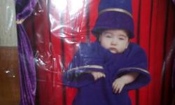 Brand New in sealed packaging! Cinema Secrets "Baby Wizard". This is a cute costume! A warm rich royal blue fleece! Two- toned bunting and hat with gold accents. This is the perfect costume for the future Harry Potter Fan!