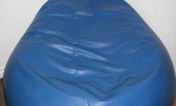 Royal blue, vinyl, adult size bean bag chair. Great for that rec room or teen's room!