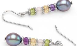 Freshwater pearls, amethyst, citrine, quartz & peridot are all in these brand new sterling silver beauties. Total length is 38mm & total weight is 3.2g.
Genuine peridot & topaz adorn a second pair of earrings on offer, also designed in sterling silver.
