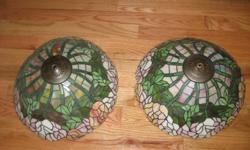 Beautiful Stain Glass Lamp Shades, bright colours of flowers see pictures Make an Offer