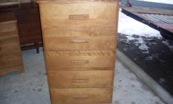 Maple hardwood dresser, chest of drawers and bedside drawer table.  Will sell as set only - no individual pieces.