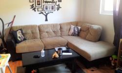 Two-Tone Bella 2-Piece Microsuede Sectional couch (right facing)! Low price for quick sale! NEED GONE BY Sunday April 17th 2016!
Value online at the Brick: 975$
Personal Selling Price: 200$ OBO
Dimensions:
Width: 108", Height 39", Depth 80"
*Smoke free