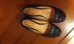 I'm selling a pair of size 8 black leather ballerina flats with a rubber sole that I bought from Aldo this past spring.  I didn't get much use out of them as they never really fit my foot properly.  Still in very good condition. They are no longer on the