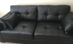 Black Faux Leather Sofa + 3 Black Faux Leather Pillows.
Excellent Condition as you can see on photos. No tears or marks.
1 yr. old. moving sale.
i cannot deliver. Selling cheap for this reason. Pillows costed more than $200.
82" L x 30" W x 34" H