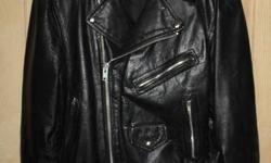 MEN'S XL, BLACK LEATHER, VINTAGE STYLE MOTORCYCLE JACKET...EXCELLENT CONDITION...$150.00