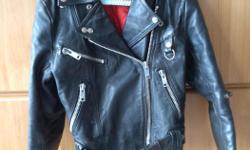 Black leather motorcycle jacket - small - size 38