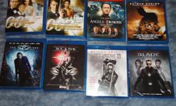 Blu-Ray Movies
Asking 10.00 a Blu-Ray, here is a list of them in the order they are in the pictures.
007 The World Is Not Enough, 007 Die Another Day, Angels & Demons, Batman Begins, The Dark Knight, Blade, Blade 2, Blade Trinity, Iron Man, The Girl Next