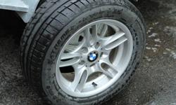 4 Brand New Continental Extreme Contact DW tires 225 55 ZR 16 for sale. BMW M5 Style 66 rims. All rims are in excellent condition.