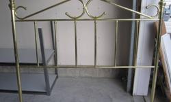 Queen size brass headboard and bed frame for sale. Excellent condition. Will deliver within City of Lethbridge. $75.