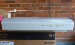 Broan Allure range hood. Two speeds, two lights.  White, no scratches or dents.