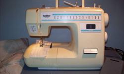 One of Brother's better machines is in excellent condition & sews beautifully. Easy to thread & easy to use with 12 stitch patterns plus buttonhole. removeable bed for free arm use, and snap-on feet. Features a large reverse button, and carry handle