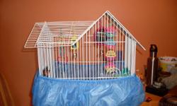 Rare style bird cage for sale comes with toys,  food dishes, budgie food, gravel and a thing that goes around the bottom to keep the bird seed n shells in the cage! All for $40, a perfect starter kit! Has been cleaned and sanitized looks Brand New! please