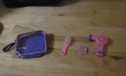 Mirror, Blowdryer, Brush Set in case and Build a Bear Purse - barely used, in excellent condition.