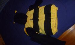18-24 BUMBLE BEE COSTUME-BOUGHT FROM OLD NAVY LAST YEAR. 
VERY WARM COME WITH FLEECE PANTS TOO (FROM WHAT I HEAR WEATHER IS GOING TO BE COLD THIS HALLOWEEN TOO)