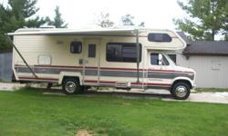 1984 coachman c class motorhome 25 feet overall, only119,000 kms,460 ford engine runs real good,c 6 automatic transmission,355 geared dana.rear end,new brakes,tires,furnace,batteries,belts and lower rad hose,anti-freeze,microwave,carb rebuilt,fuel