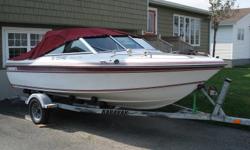 17' Cadorette speedboat/90hp Evinrude motor(power tilt/trim) & gal. trailer with new spare tire all in excellent condition. Great boat for recreational fishing (wide and stable) & for water skiing.Comes with canopy, custom winter storage cover, spare