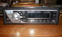 Panasonic CD player for vehicle, removable face plate with holding case. Wiring harness included and RCA inputs, AUX input, SAT. radio ready. very good audio system.
