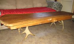 Handcrafted Cedar and Deer Antler Coffee Table. 5'8" long, 17" high, 23" wide. Top is not stained or coated. Call: 705-971-7700 Unique!