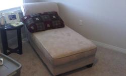 only 3 years old, beige color, comes with pillow
 
                               we bought it from the brick and never used it.
                    
                           the brick sells it for  $500,  we are asking $200 o.b.o