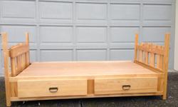 children's captains bed, solid birch, good condition.
81" long by 40" wide