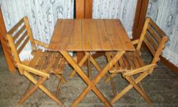 Childrens' Wooden Folding Table with Two Folding Chairs (very old set) in excellent condition $35.00