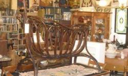 ANTIQUE CRADLE....
 
C. 1875 Beech Bentwood attributed to THONET.  Made in Vienna.  Remnants of paper label on bottom of cradle
Please call or visit  Country Sampler (1987)
954 Highway 7,  Oakwood,  City of Kawartha Lakes
Just 7.5 kilometres west of