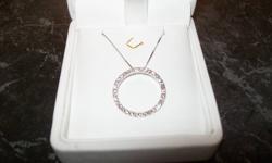 I won this necklace in a Mother's Day contest from the Canex. It is a Bellecour Circle of Life Diamond Pendant Necklace valued at $1500! 14K white gold and 34 diamonds(0.65 CTW) all the way around! New and never worn!No longer listed on Bellecour website!