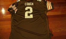 Authentic game jersey of the Cleveland Browns Tim Couch , autographed along with 99 first round pick, the jersey is a game jersey size 58, made by puma , the jersey is in great condition, shows a little wear on the arms , all name sand numbers are sewn
