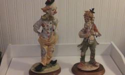 Clown figures.  Excellent shape.  Taller one is 14 in  high, other is 11 in high. $11 each or $20 for both.  Email for contact info.