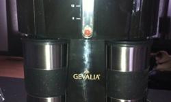 Gevalia coffee for two maker make single or two cups at a time includes coffee maker and two travel mugs. Brew two different kinds of coffee at once also does one cup operation comes with 100 filters and coffee scoop. Brand new in box 75.00 obo
This ad