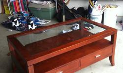beautiful solid wood glass top with two drawers must sell soon
perfect shape call 604 488 4636